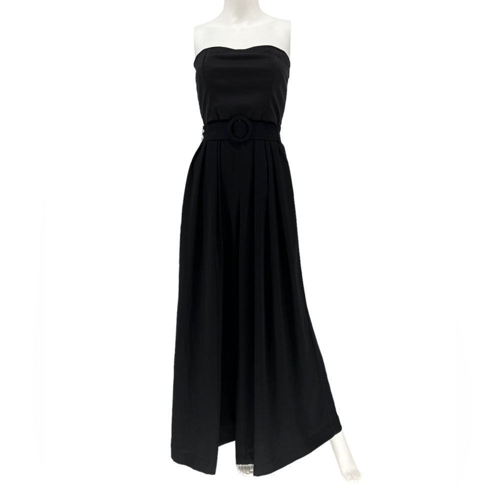 Nicholas Black Crepe Strapless Wide Leg Jumpsuit Size 4 - Picture 2 of 12
